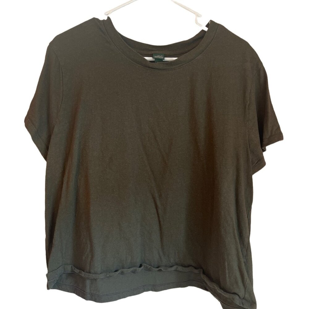 Wild Fable Olive Green Cropped Loose Fit T-Shirt XXL Cotton Blend Womens Casual